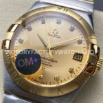 OM+ Factory Omega Constellation Men 123.20.38.21.58.001 38mm GoldSteel Diamond Gold Dial (2) OM+ Factory Omega Constellation Men 123.20.38.21.58.001 38mm Gold Steel Diamond Gold Dial