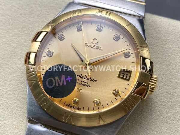 OM+ Factory Omega Constellation Men 123.20.38.21.58.001 38mm GoldSteel Diamond Gold Dial (2) OM+ Factory Omega Constellation Men 123.20.38.21.58.001 38mm Gold Steel Diamond Gold Dial