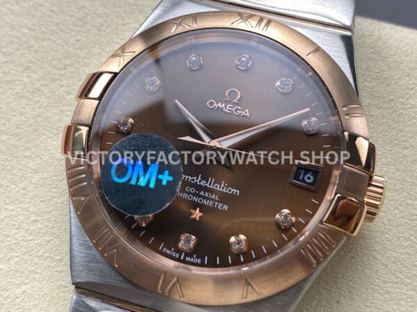 OM+ Factory Omega Constellation Men 123.20.38.21.63.001 38mm Rose GoldSteel Diamond Brown Dial (2) OM+ Factory Omega Constellation Men 123.20.38.21.63.001 38mm Rose Gold Steel Diamond Brown Dial