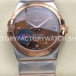OM+ Factory Omega Constellation Men 123.20.38.21.63.001 38mm Rose GoldSteel Diamond Brown Dial (8) OM+ Factory Omega Constellation Men 123.20.38.21.63.001 38mm rose gold steel diamond brown dial replica watch