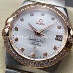 OM+ Factory Omega Constellation Men 123.25.38.21.52.001 38mm Diamond Bezel Rose GoldSteel Diamond Silve OM+ Factory Omega Constellation Men 123.25.38.21.52.001 38mm Diamond Bezel Rose Gold Steel Diamond Silver Dial