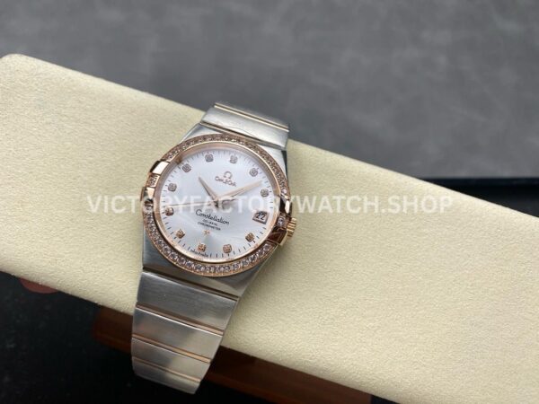 OM+ Factory Omega Constellation Men 123.25.38.21.52.001 38mm Diamond Bezel Rose GoldSteel Diamond Silve (6) OM+ Factory Omega Constellation Men 123.25.38.21.52.001 38mm Diamond Bezel Rose Gold Steel Diamond Silver Dial