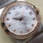 OM+ Factory Omega Constellation Men 123.25.38.21.52.001 38mm Diamond Bezel Rose GoldSteel Diamond Silve (9) OM+ Factory Omega Constellation Men 123.25.38.21.52.001 38mm Diamond Bezel Rose Gold Steel Diamond Silver Dial