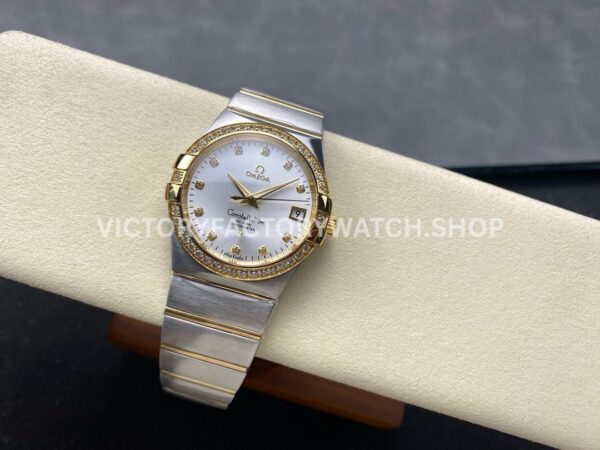 OM+ Factory Omega Constellation Men 123.25.38.21.52.001 38mm Diamond Bezel Yellow GoldSteel Diam (5) OM+ Factory Omega Constellation Men 123.25.38.21.52.001 38mm Diamond Bezel Yellow Gold Steel Diamond Silver Dial