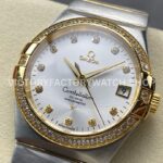 OM+ Factory Omega Constellation Men 123.25.38.21.52.001 38mm Diamond Bezel Yellow GoldSteel Diam (6) OM+ Factory Omega Constellation Men 123.25.38.21.52.001 38mm Diamond Bezel Yellow Gold Steel Diamond Silver Dial