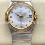 OM+ Factory Omega Constellation Men 123.25.38.21.52.001 38mm Diamond Bezel Yellow GoldSteel Diam (8) OM+ Factory Omega Constellation Men 123.25.38.21.52.001 38mm diamond bezel yellow gold steel diamond silver dial replica watch