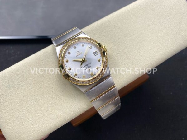 OM+ Factory Omega Constellation Men 123.25.38.21.52.001 38mm Diamond Bezel Yellow GoldSteel Diamon (1) OM+ Factory Omega Constellation Men 123.25.38.21.52.001 38mm Diamond Bezel Yellow Gold Steel Diamond Silver Dial