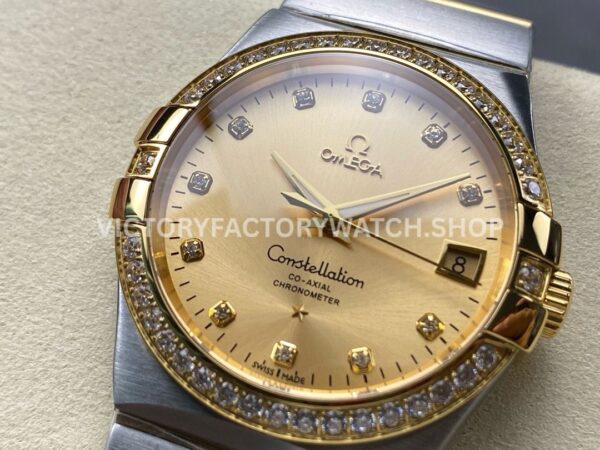 OM+ Factory Omega Constellation Men 123.25.38.21.58.001 38mm Diamond Bezel GoldSteel Diamond Champag (4) OM+ Factory Omega Constellation Men 123.25.38.21.58.001 38mm Diamond Bezel Gold Steel Diamond Champagne Dial
