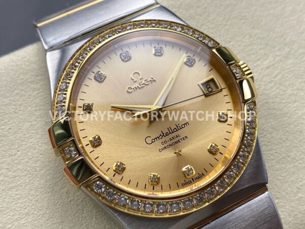 OM+ Factory Omega Constellation Men 123.25.38.21.58.001 38mm Diamond Bezel GoldSteel Diamond Champag (7) OM+ Factory Omega Constellation Men 123.25.38.21.58.001 38mm Diamond Bezel Gold Steel Diamond Champagne Dial