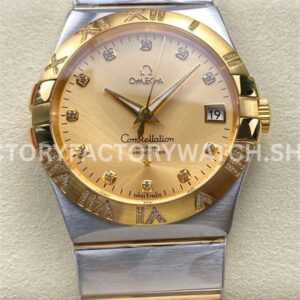 OM+ Factory Omega Constellation Men 123.25.38.21.58.002 38mm GoldSteel Diamond Champagne Dial (3) OM+ Factory Omega Constellation Men 123.25.38.21.58.002 38mm gold steel diamond champagne dial replica watch