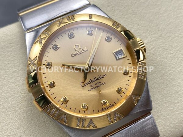 OM+ Factory Omega Constellation Men 123.25.38.21.58.002 38mm GoldSteel Diamond Champagne Dial (6) OM+ Factory Omega Constellation Men 123.25.38.21.58.002 38mm Gold Steel Diamond Champagne Dial