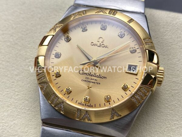 OM+ Factory Omega Constellation Men 123.25.38.21.58.002 38mm GoldSteel Diamond Champagne Dial (8) OM+ Factory Omega Constellation Men 123.25.38.21.58.002 38mm Gold Steel Diamond Champagne Dial