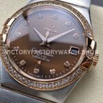 OM+ Factory Omega Constellation Men 123.25.38.21.63.001 38mm Diamond Bezel Rose GoldSteel Diamond Brown (3) OM+ Factory Omega Constellation Men 123.25.38.21.63.001 38mm Diamond Bezel Rose Gold Steel Diamond Brown Dial
