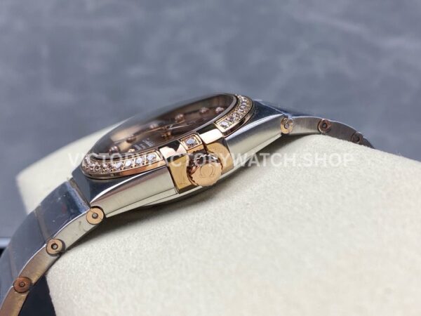 OM+ Factory Omega Constellation Men 123.25.38.21.63.001 38mm Diamond Bezel Rose GoldSteel Diamond Brown (4) OM+ Factory Omega Constellation Men 123.25.38.21.63.001 38mm Diamond Bezel Rose Gold Steel Diamond Brown Dial