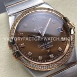 OM+ Factory Omega Constellation Men 123.25.38.21.63.001 38mm Diamond Bezel Rose GoldSteel Diamond Brown (5) OM+ Factory Omega Constellation Men 123.25.38.21.63.001 38mm Diamond Bezel Rose Gold Steel Diamond Brown Dial
