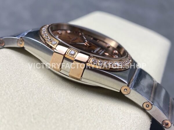 OM+ Factory Omega Constellation Men 123.25.38.21.63.001 38mm Diamond Bezel Rose GoldSteel Diamond Brown (6) OM+ Factory Omega Constellation Men 123.25.38.21.63.001 38mm Diamond Bezel Rose Gold Steel Diamond Brown Dial