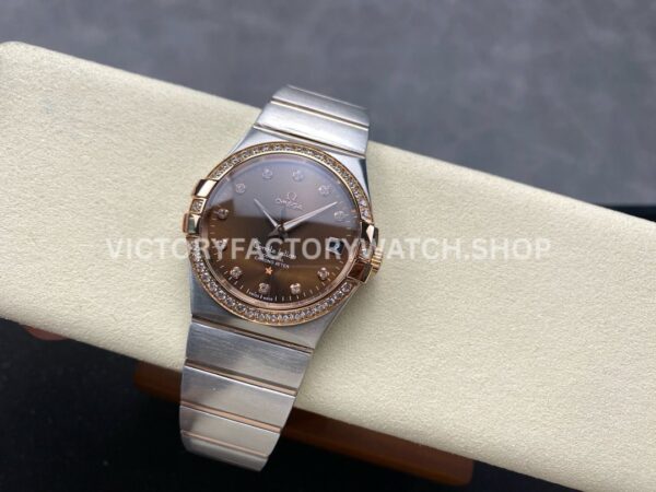 OM+ Factory Omega Constellation Men 123.25.38.21.63.001 38mm Diamond Bezel Rose GoldSteel Diamond Brown (7) OM+ Factory Omega Constellation Men 123.25.38.21.63.001 38mm Diamond Bezel Rose Gold Steel Diamond Brown Dial