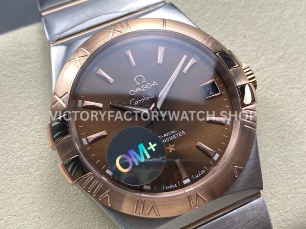 OM+ Factory Omega Constellation Men 38mm Rose GoldSteel Brown Dial (6) OM+ Factory Omega Constellation Men 38mm Rose Gold Steel Brown Dial