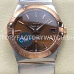 OM+ Factory Omega Constellation Men 38mm Rose GoldSteel Brown Dial (8) OM+ Factory Omega Constellation Men 38mm rose gold steel brown dial replica watch