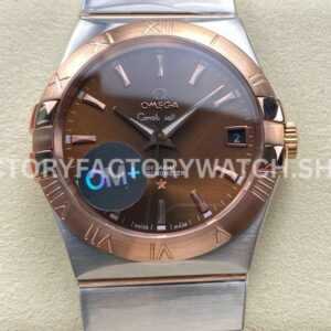 OM+ Factory Omega Constellation Men 38mm Rose GoldSteel Brown Dial (8) OM+ Factory Omega Constellation Men 38mm rose gold steel brown dial replica watch