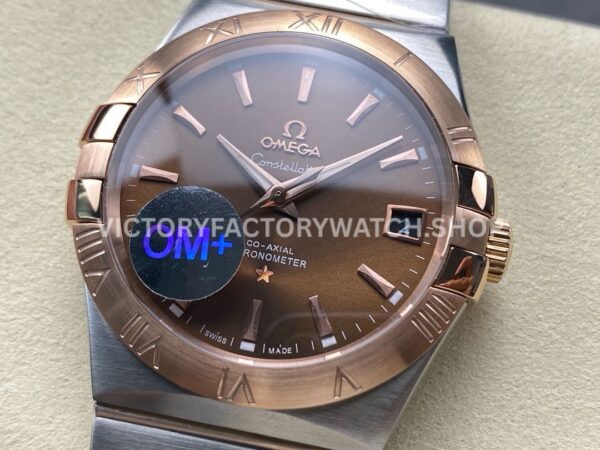 OM+ Factory Omega Constellation Men 38mm Rose GoldSteel Brown Dial (9) OM+ Factory Omega Constellation Men 38mm Rose Gold Steel Brown Dial