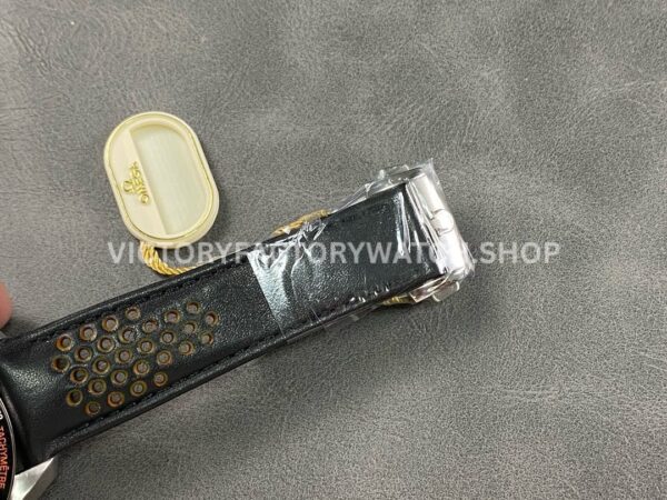 OM Factory Omega Speedmaster Racing 329.32.44.51.01.001 44mm Steel Leather Strap Black Dial
