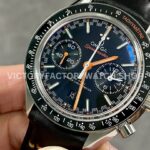 OM Factory Omega Speedmaster Racing 329.32.44.51.01.001 44mm Steel Leather Strap Black Dial