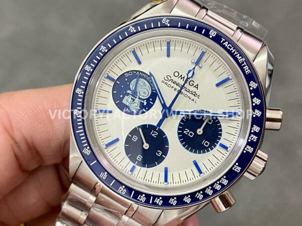 OS Factory Omega Speedmaster Silver Snoopy Award 310.32.42.50.02.001 42mm Full Steel White Dial (5) OS Factory Omega Speedmaster Silver Snoopy Award 310.32.42.50.02.001 42mm Steel Canvas Strap White Dial