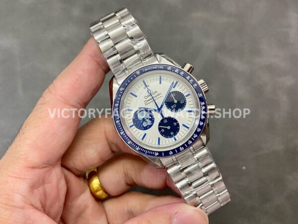 OS Factory Omega Speedmaster Silver Snoopy Award 310.32.42.50.02.001 42mm Full Steel White Dial (8) OS Factory Omega Speedmaster Silver Snoopy Award 310.32.42.50.02.001 42mm Steel Canvas Strap White Dial