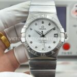 OVS Factory Omega Constellation 123.10.38.21.52.001 38mm Full Steel Diamond Bezel Diamond Silver Dial (1) OVS Factory Omega Constellation 123.10.38.21.52.001 38mm full steel diamond bezel diamond silver dial replica watch