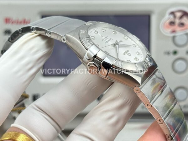 OVS Factory Omega Constellation 123.10.38.21.52.001 38mm Full Steel Diamond Bezel Diamond Silver Dial (1) OVS Factory Omega Constellation 123.10.38.21.52.001 38mm Full Steel Diamond Bezel Diamond Silver Dial