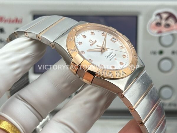 OVS Factory Omega Constellation 123.25.38.21.52.003 38mm Half Rose Gold Diamond Bezel Diamond Silver Dial (3) OVS Factory Omega Constellation 123.25.38.21.52.003 38mm Half Rose Gold Diamond Bezel Diamond Silver Dial