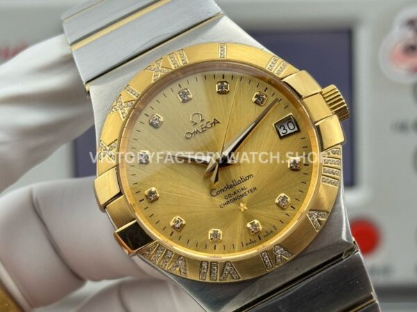 OVS Factory Omega Constellation 123.25.38.21.58.002 38mm Half Yellow Gold Diamond Bezel Diamond Champagne Dial (5) OVS Factory Omega Constellation 123.25.38.21.58.002 38mm Half Yellow Gold Diamond Bezel Diamond Champagne Dial
