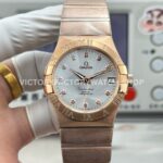 OVS Factory Omega Constellation 123.55.38.21.52.007 38mm Full Rose Gold Diamond Bezel Diamond Silver Dial (10) OVS Factory Omega Constellation 123.55.38.21.52.007 38mm full rose gold diamond bezel diamond silver dial replica watch