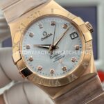 OVS Factory Omega Constellation 123.55.38.21.52.007 38mm Full Rose Gold Diamond Bezel Diamond Silver Dial (3) OVS Factory Omega Constellation 123.55.38.21.52.007 38mm Full Rose Gold Diamond Bezel Diamond Silver Dial