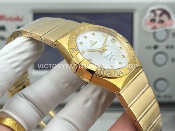 OVS Factory Omega Constellation 123.55.38.21.52.008 38mm Full Rose Gold Diamond Bezel Diamond Silver Dial (4) OVS Factory Omega Constellation 123.55.38.21.52.008 38mm Full Rose Gold Diamond Bezel Diamond Silver Dial