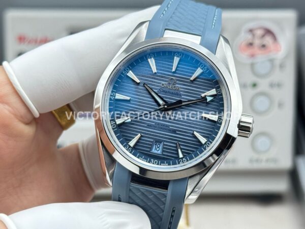 OVS Factory Omega Seamaster Aqua Terra 220.10.41.21.03.002 41mm Steel Blue Rubber Strap Blue Dial