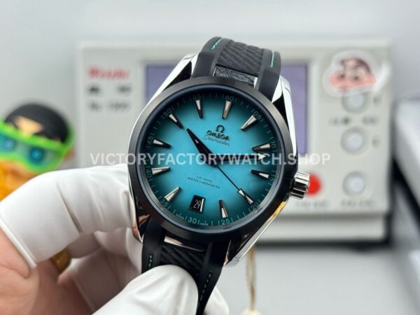 OVS Factory Omega Seamaster Aqua Terra 220.10.41.21.03.006 41mm Rubber Strap Turquoise Colour Dial