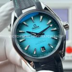 OVS Factory Omega Seamaster Aqua Terra 220.10.41.21.03.006 41mm Rubber Strap Turquoise Colour Dial
