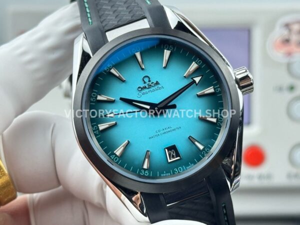 OVS Factory Omega Seamaster Aqua Terra 220.10.41.21.03.006 41mm Rubber Strap Turquoise Colour Dial
