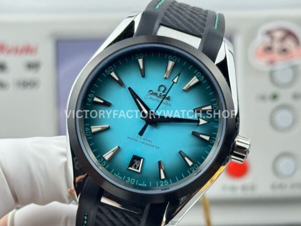 OVS Factory Omega Seamaster Aqua Terra 220.10.41.21.03.006 41mm Rubber Strap Turquoise Colour Dial
