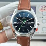 OVS Factory Omega Seamaster Aqua Terra 231.10.42.21.01.004 41mm steel brown leather strap black dial replica watch