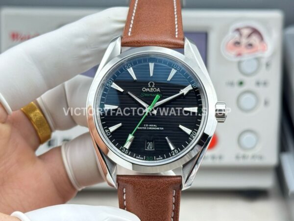 OVS Factory Omega Seamaster Aqua Terra 231.10.42.21.01.004 41mm steel brown leather strap black dial replica watch
