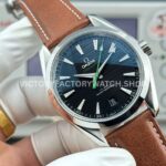 OVS Factory Omega Seamaster Aqua Terra 231.10.42.21.01.004 41mm Steel Brown Leather Strap Black Dial