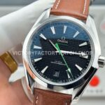 OVS Factory Omega Seamaster Aqua Terra 231.10.42.21.01.004 41mm Steel Brown Leather Strap Black Dial