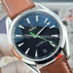OVS Factory Omega Seamaster Aqua Terra 231.10.42.21.01.004 41mm Steel Brown Leather Strap Black Dial