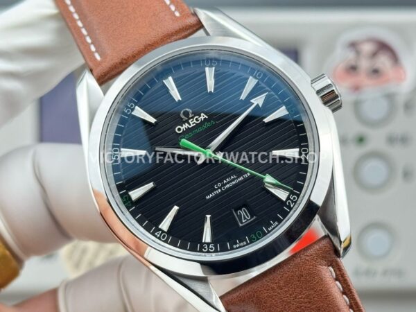 OVS Factory Omega Seamaster Aqua Terra 231.10.42.21.01.004 41mm Steel Brown Leather Strap Black Dial