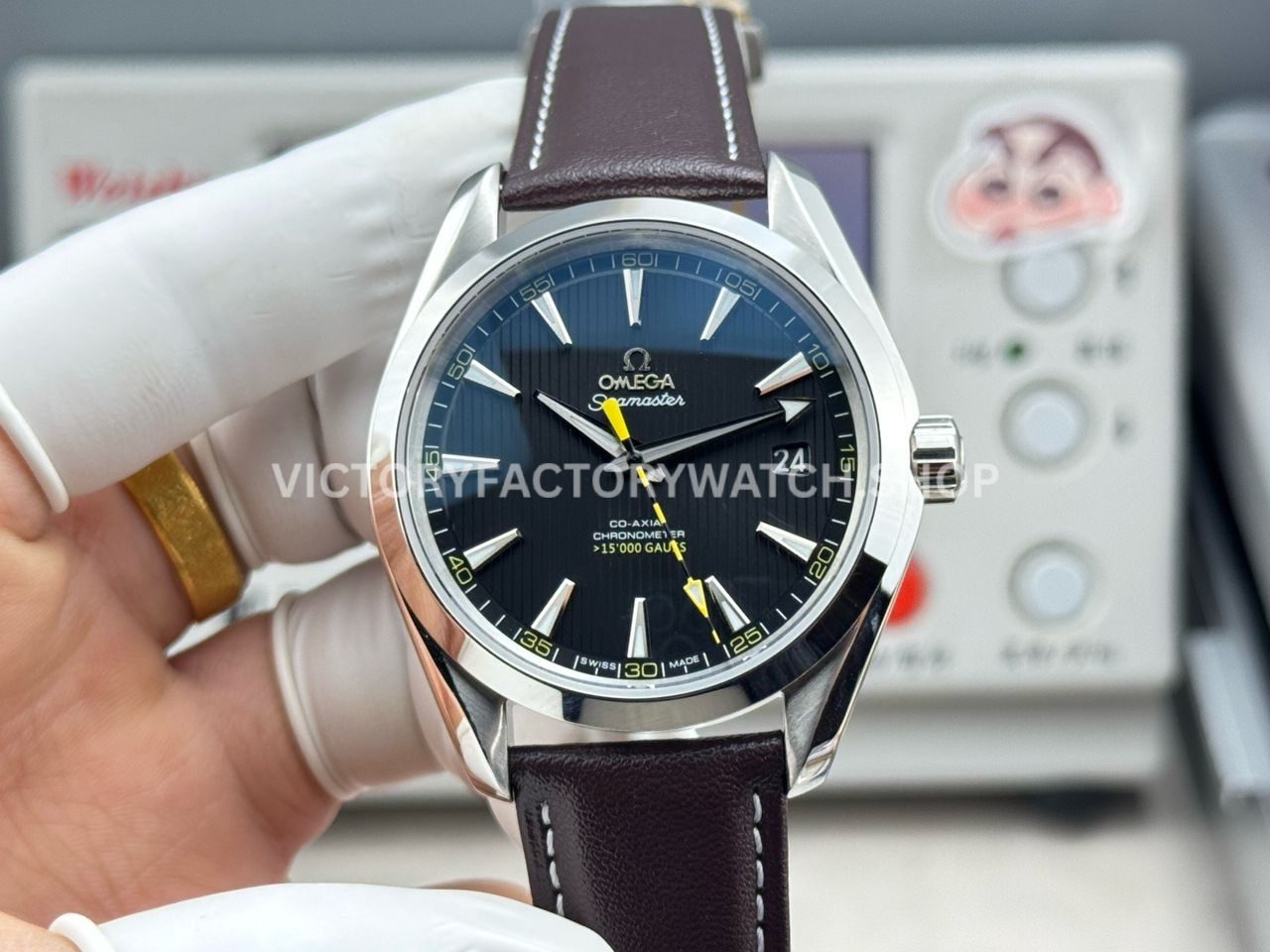 OVS Factory Omega Seamaster Aqua Terra 231.12.42.21.01.001 41mm steel brown leather strap black dial replica watch
