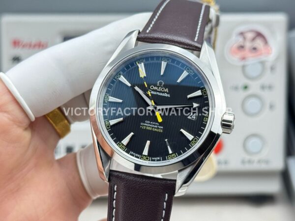 OVS Factory Omega Seamaster Aqua Terra 231.12.42.21.01.001 41mm Steel Brown Leather Strap Black Dial