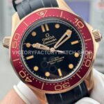 OVS Factory Omega Seamaster Diver 300M 210.90.42.20.01.003 42Replica Watchmm Bronze Gold Rubber Strap Black Dial